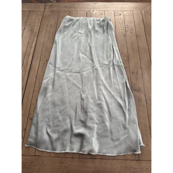 Pharaoh Collection Riley Vintage Satin Midi Skirt Light Blue Size 0 XS - Picture 1 of 7